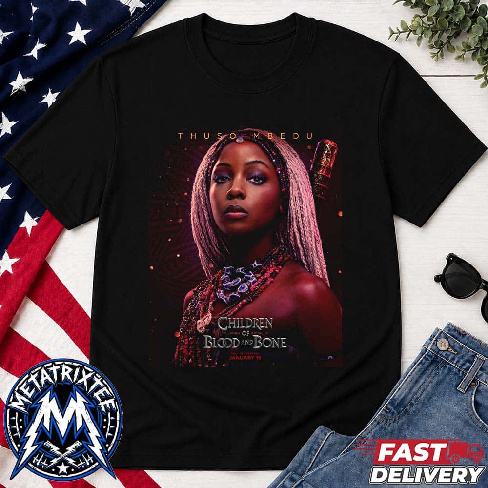 Thuso Mbedu Is Zelie Poster For Film Children Of Blood And Bone Releasing in Theaters January 15 2027 Black T-Shirt Thuso Mbedu Is Zelie Poster For Film Children Of Blood And Bone Releasing in Theaters January 15 2027 Black T-Shirt
