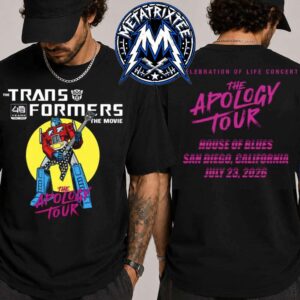Transformers The Movie Apology Tour Tee For 40th Anniversary Of The 1986 Animated Film On July 23 2026 Two Sided Print T-Shirt
