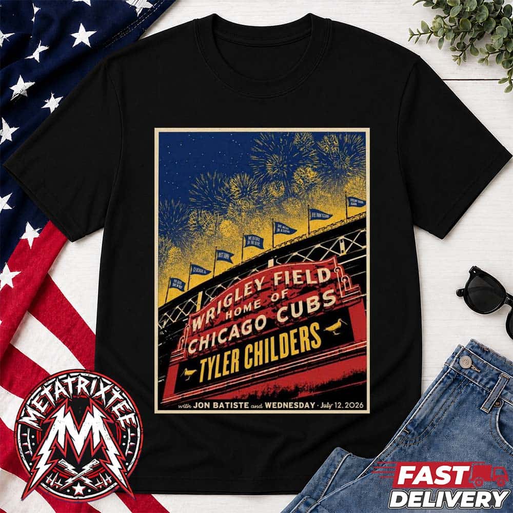 Tyler Childers Main Show Poster For Snipe Hunt Tour 2026 at Wrigley Field Chicago On July 12 2026 Black T-Shirt Tyler Childers Main Show Poster For Snipe Hunt Tour 2026 at Wrigley Field Chicago On July 12 2026 Black T-Shirt