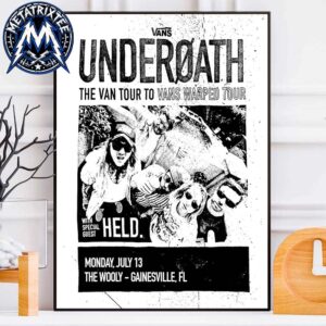 Vans Warped Tour 2026 Main Poster Underoath At The Wooly Gainesville FL On July 13th 2026 Professional Poster Canvas