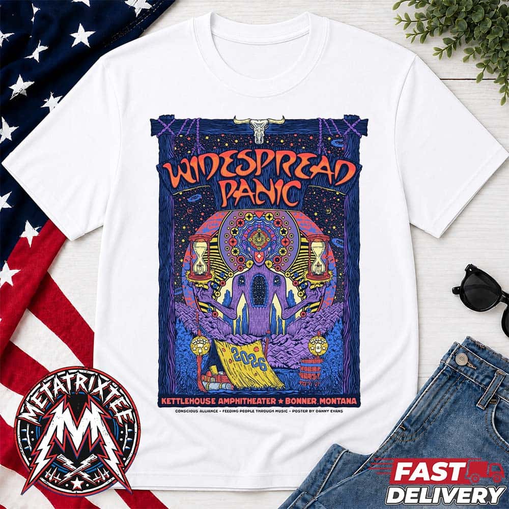 Widespread Panic Shows At The KettleHouse Amphitheater Limited-Edition Poster For Bonner Montana On July 7 And 8 2026 Unisex T-Shirt Widespread Panic Shows At The KettleHouse Amphitheater Limited-Edition Poster For Bonner Montana On July 7 And 8 2026 Unisex T-Shirt