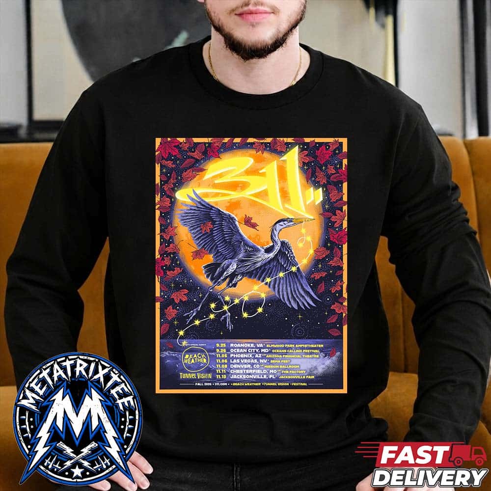 311 Cities List For Fall Tour Starting September 25 In Roanoke Running Through November 13 In Jacksonville 2026 Black Longsleeve T-Shirt 311 Cities List For Fall Tour Starting September 25 In Roanoke Running Through November 13 In Jacksonville 2026 Black Longsleeve T-Shirt