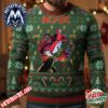 ACDC Band Iconic Bells And Logo Red Black Background Nordic Patterns Holiday Christmas Xmas Ugly Christmas Sweater