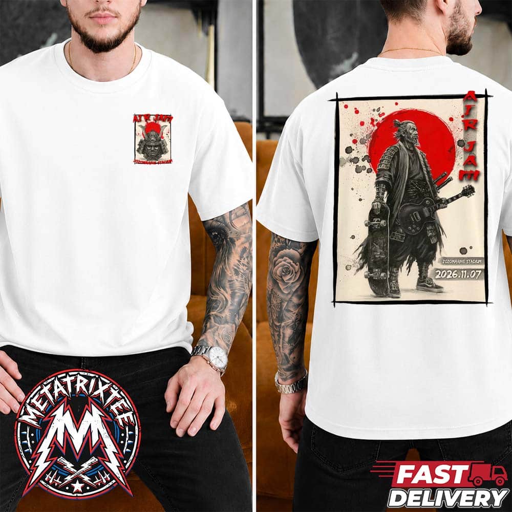AJ Mark de Salvo Tee For Zozo Marine Stadium Air Jam Festival 2026 In Chiba JP On November 7 Two Sided Black T-Shirt AJ Mark de Salvo Tee For Zozo Marine Stadium Air Jam Festival 2026 In Chiba JP On November 7 Two Sided Black T-Shirt