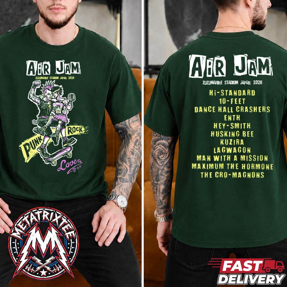 AJ The Mad Twins Tee For November 7 Air Jam Festival 2026 At Zozo Marine Stadium In Chiba JP Short Black T-Shirt AJ The Mad Twins Tee For November 7 Air Jam Festival 2026 At Zozo Marine Stadium In Chiba JP Short Black T-Shirt