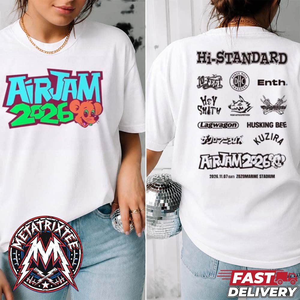Air Jam 2026 Logo Tee For Hi-Standard Air Jam Festival 2026 On November 7 At Zozo Marine Stadium In Chiba JP Black T-Shirt Air Jam 2026 Logo Tee For Hi-Standard Air Jam Festival 2026 On November 7 At Zozo Marine Stadium In Chiba JP Black T-Shirt