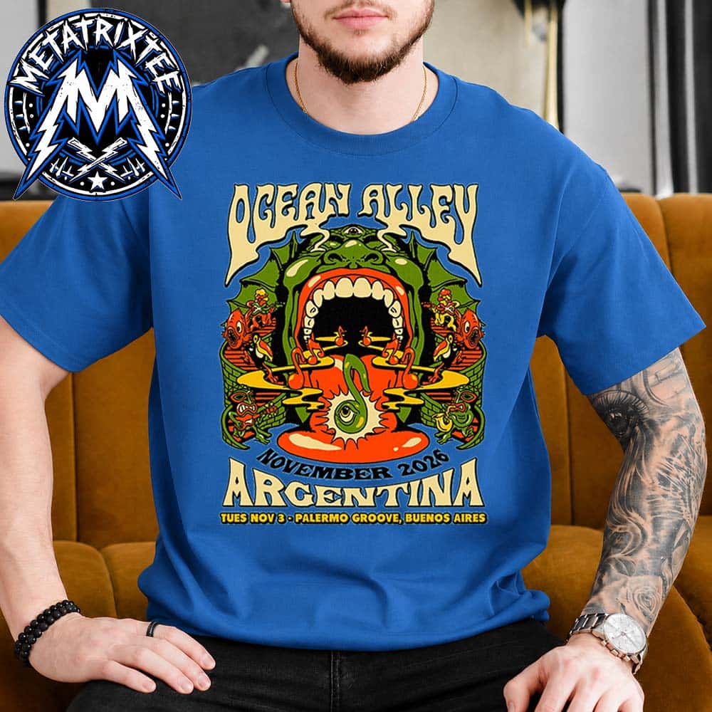 Argentina Ocean Alley Live Show Poster In Buenos Aires At Palermo Groove On November 3 2026 Blue Short T-Shirt Argentina Ocean Alley Live Show Poster In Buenos Aires At Palermo Groove On November 3 2026 Blue Short T-Shirt