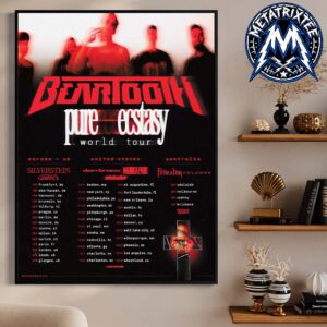 Beartooth Cities List For Pure Ecstasy World Tour 2026 From September 17 In Frankfurt To January 31 In Wheatland Professional Poster Canvas