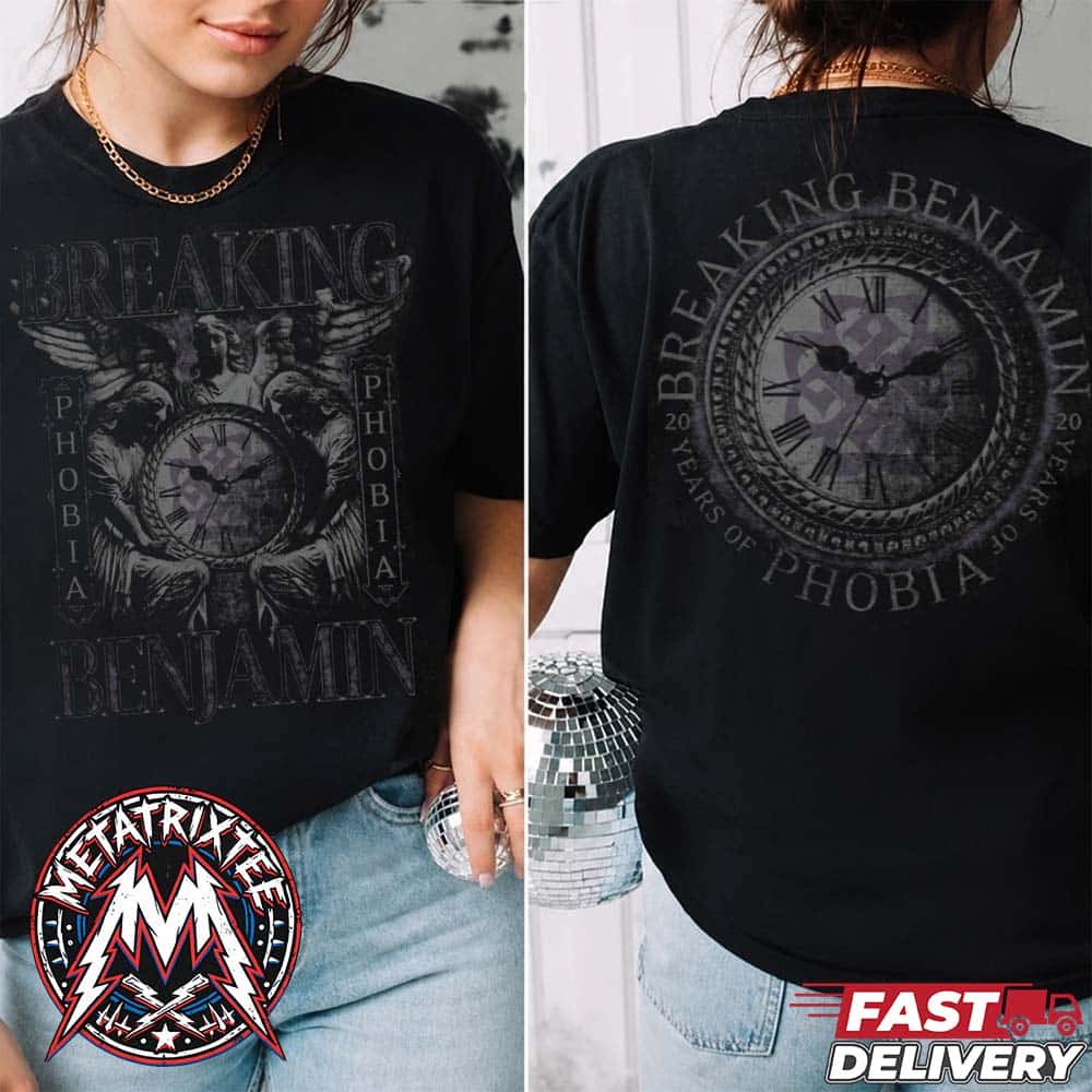 Breaking Benjamin 20 Years of Phobia Tee 2006-2026 20th anniversary of Phobia Album Two Sided Black T-Shirt Breaking Benjamin 20 Years of Phobia Tee 2006-2026 20th anniversary of Phobia Album Two Sided Black T-Shirt