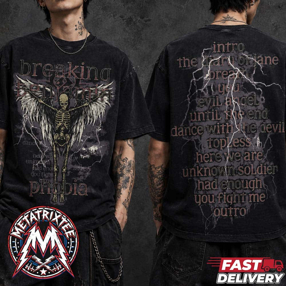 Breaking Benjamin Phobia Track List Tee 20th anniversary of Phobia Album 2006-2026 Two Sided Short T-Shirt Breaking Benjamin Phobia Track List Tee 20th anniversary of Phobia Album 2006-2026 Two Sided Short T-Shirt