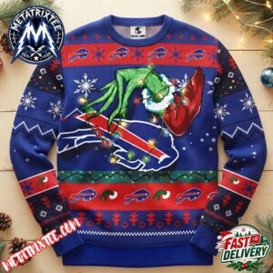 Buffalo Bills Grinch Hand Stole Logo Graphic Holiday Christmas Xmas Ugly Christmas Sweater