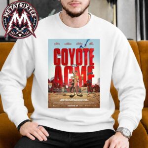 Coyote Vs Acme Movie Poster Starring Will Forte Lana Condor And John Cena in Theaters On Agosto 27 2026 Short White T-Shirt