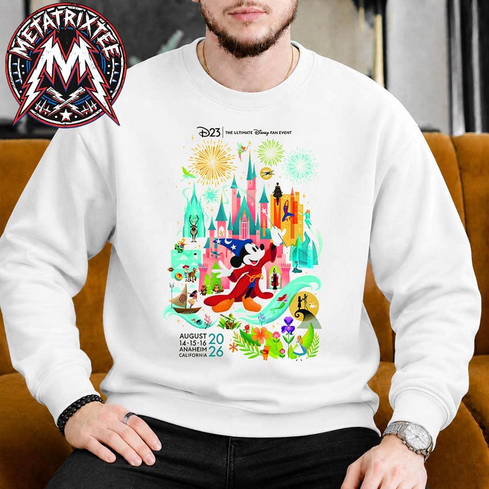 D23 The Ultimate Disney Fan Event Art Print Mickey Mouse Sorcerers Apprentice By Disney Artist Stacey Aoyama For August 14-16 2026 Sweatshirt T-Shirt D23 The Ultimate Disney Fan Event Art Print Mickey Mouse Sorcerers Apprentice By Disney Artist Stacey Aoyama For August 14-16 2026 Sweatshirt T-Shirt