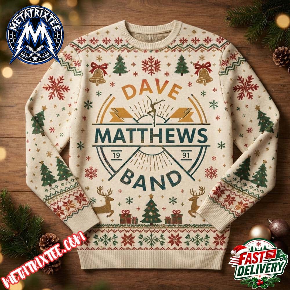 Dave Matthews Band Dancer Logo Festive Bells And Reindeer Design 2026 Knitted Ugly Christmas Sweater Dave Matthews Band Dancer Logo Festive Bells And Reindeer Design 2026 Knitted Ugly Christmas Sweater