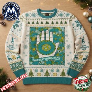 Dave Matthews Band Hand With Flower Graphic White And Teal Ugly Christmas Sweater 2026