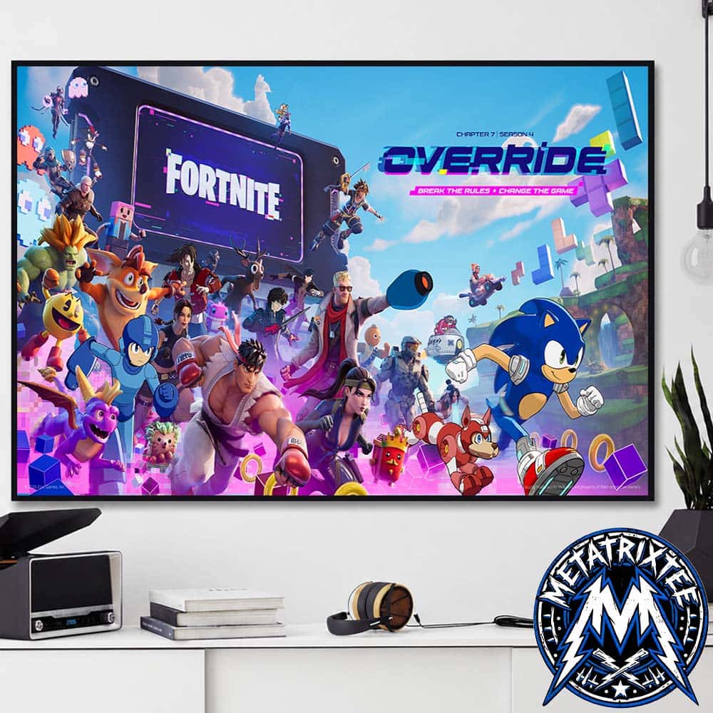 Fortnite Chapter 7 Season 4 Override Break The Rules Change The Game Gaming Crossover Poster Fortnite Chapter 7 Season 4 Override Break The Rules Change The Game Gaming Crossover Poster