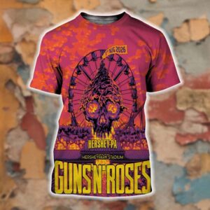 Guns N Roses Hershey World Tour Poster Concert At Hersheypark Stadium In Pennsylvania On August 1 2026 All Over Print Shirt