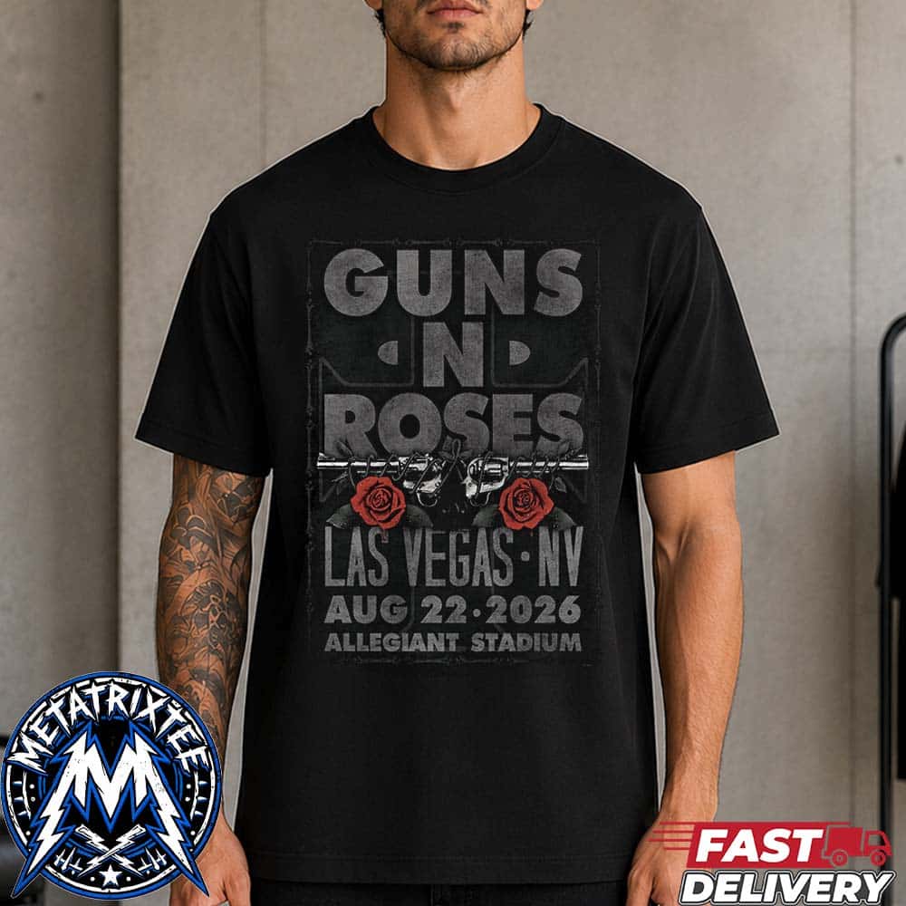Guns N Roses World Tour 2026 Live Show Poster On August 22 2026 At Allegiant Stadium In Las Vegas NV Premium T-Shirt Guns N Roses World Tour 2026 Live Show Poster On August 22 2026 At Allegiant Stadium In Las Vegas NV Premium T-Shirt