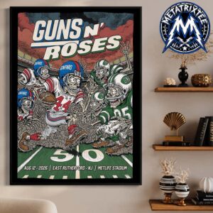 Guns N Roses World Tour Poster New York Giants And New York Jets At MetLife Stadium In East Rutherford New Jersey On August 12 2026 Poster Canvas