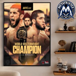 History Made Makhachev Islam Defeats Ian Machado Garry To Defend World Welterweight Champion UFC 330 Durable Poster Canvas