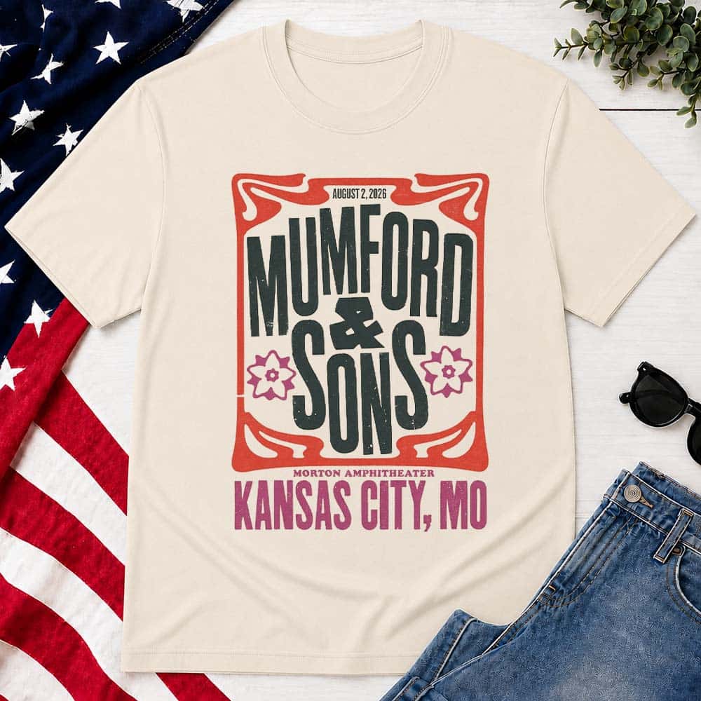 Kansas City Mumford And Sons Poster Concert At The Morton Amphitheater In Riverside Missouri On August 2 2026 Unisex T-Shirt Kansas City Mumford And Sons Poster Concert At The Morton Amphitheater In Riverside Missouri On August 2 2026 Unisex T-Shirt