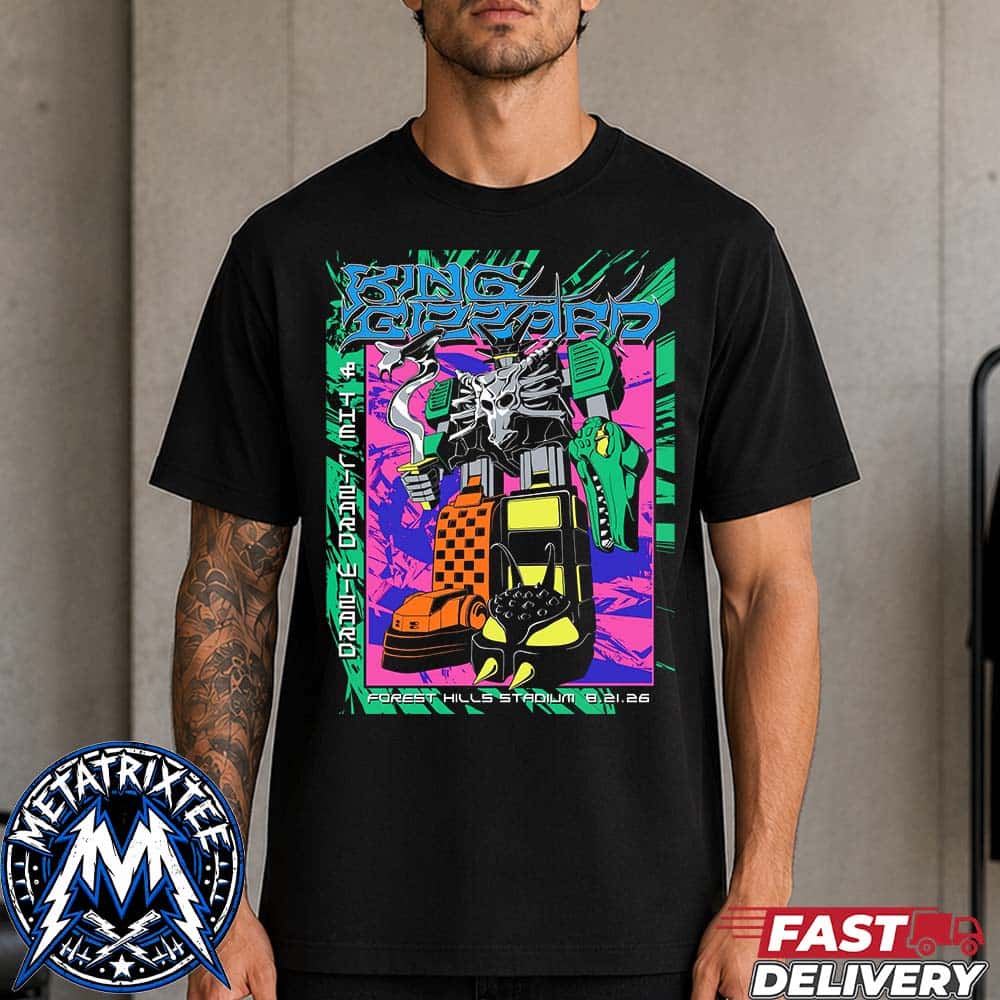 King Gizzard And The Lizard Wizard Night 2 Poster On August 21 2026 At Forest Hills Stadium In Queens New York Short T-Shirt King Gizzard And The Lizard Wizard Night 2 Poster On August 21 2026 At Forest Hills Stadium In Queens New York Short T-Shirt