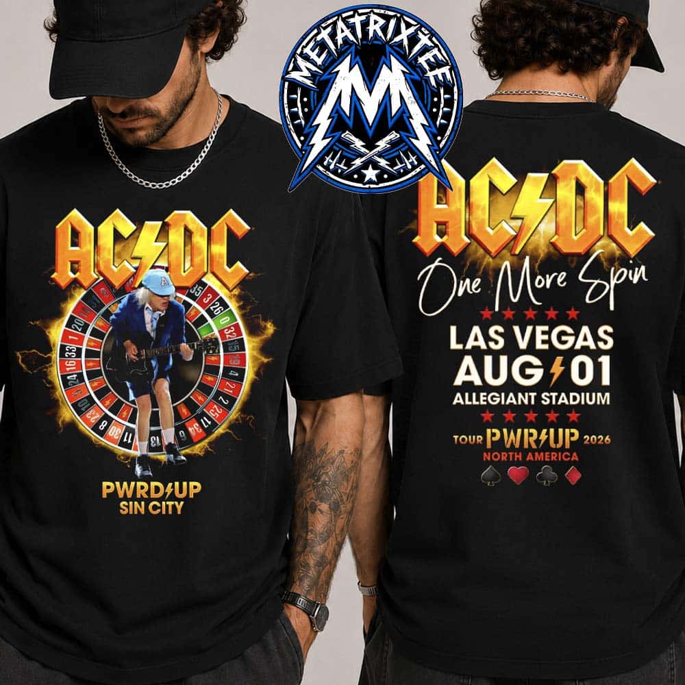 Las Vegas 2026 Power Up Tour North America ACDC Merch Tee At Allegiant Stadium In Nevada On August 1 Black Short T-Shirt Las Vegas 2026 Power Up Tour North America ACDC Merch Tee At Allegiant Stadium In Nevada On August 1 Black Short T-Shirt