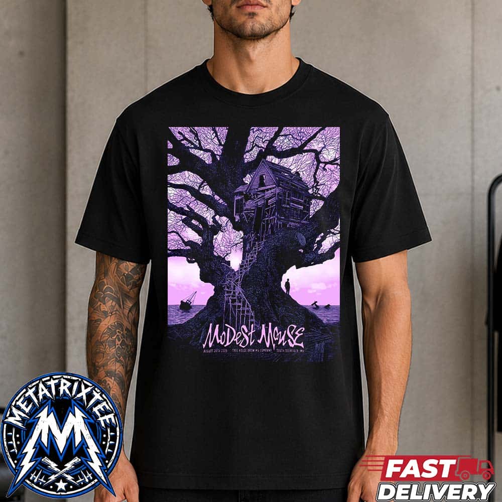 Live Concert Poster For Modest Mouse On August 20th 2026 At Tree House Brewing Company In South Deerfield MA Black T-Shirt Live Concert Poster For Modest Mouse On August 20th 2026 At Tree House Brewing Company In South Deerfield MA Black T-Shirt