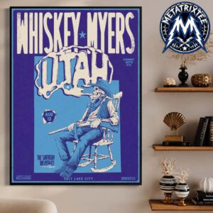 Live Concert Poster For Whiskey Myers The Southern Hospitality Tour In Salt Lake City Utah On August 13 2026 Gallery-Style Poster Canvas