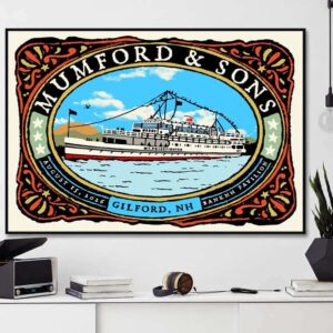 Live Music Poster For Mumford And Sons In Gilford NH At BankNH Pavilion On August 15 2026 Gallery-Style Poster Canvas