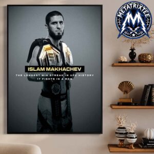 Makhachev Islam Victory At UFC 330 Make The Longest Win Streak In UFC History 17 Fights In A Row Professional Poster Canvas