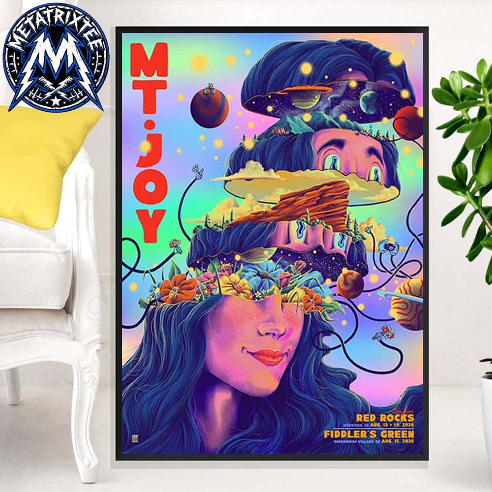 Mt Joy 2026 Foil-Signed Poster For Three-Night Colorado Show From August 13-14 At Red Rocks Amphitheatre In Morrison To August 15 At Fiddlers Green Amphitheatre In Greenwood Village Poster Canvas Mt Joy 2026 Foil-Signed Poster For Three-Night Colorado Show From August 13-14 At Red Rocks Amphitheatre In Morrison To August 15 At Fiddlers Green Amphitheatre In Greenwood Village Poster Canvas