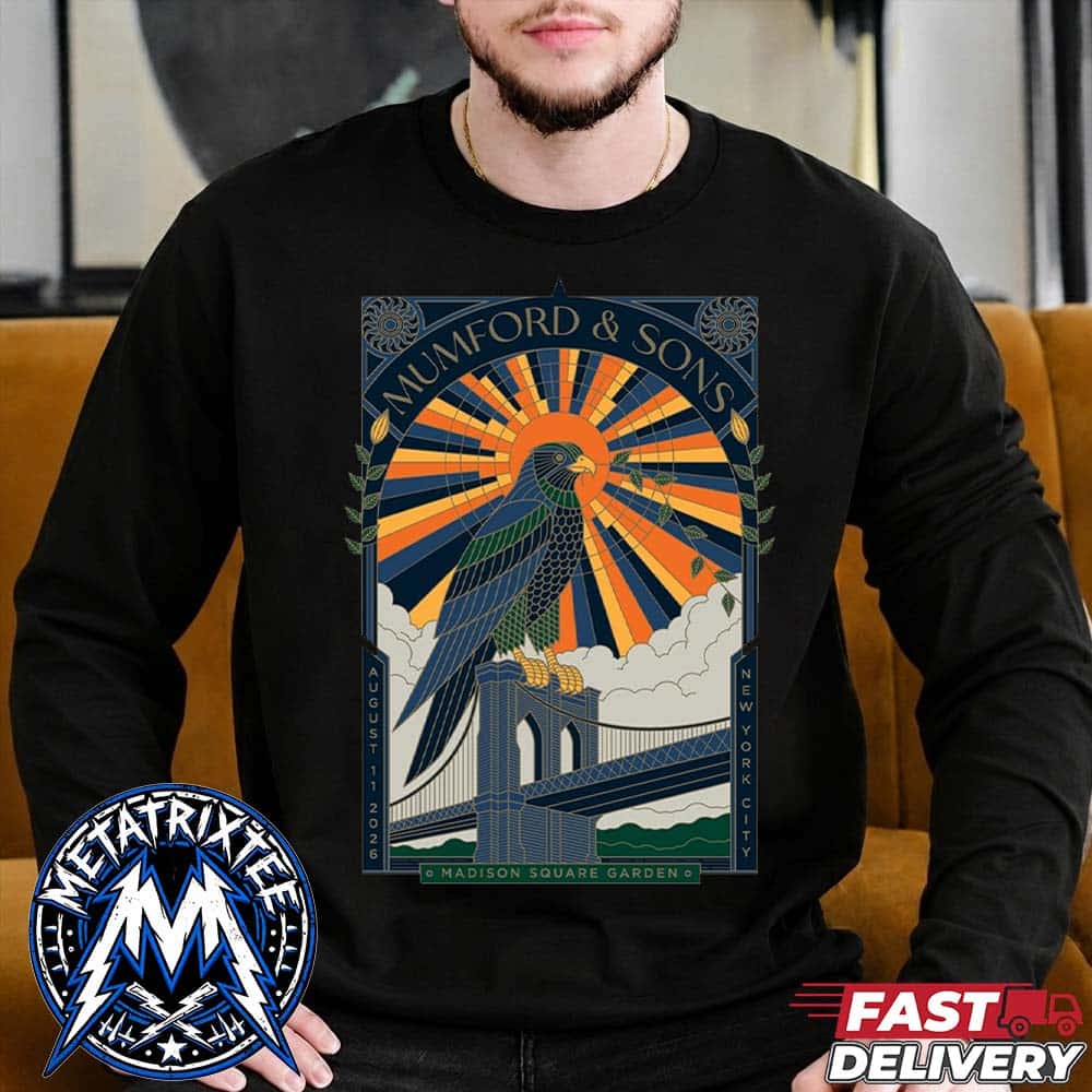 Mumford And Sons New York City Night 1 Show Poster On August 11 2026 At Madison Square Garden In New York Longsleeve T-Shirt Mumford And Sons New York City Night 1 Show Poster On August 11 2026 At Madison Square Garden In New York Longsleeve T-Shirt