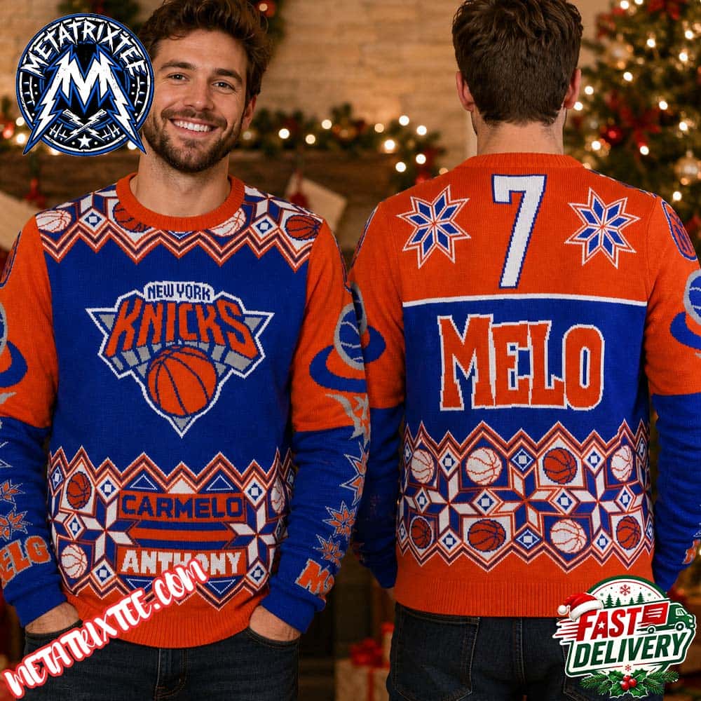 New York Knicks Carmelo Anthony Number Seven Jersey Pattern 2026 Personalized Christmas Ugly Christmas Sweater New York Knicks Carmelo Anthony Number Seven Jersey Pattern 2026 Personalized Christmas Ugly Christmas Sweater