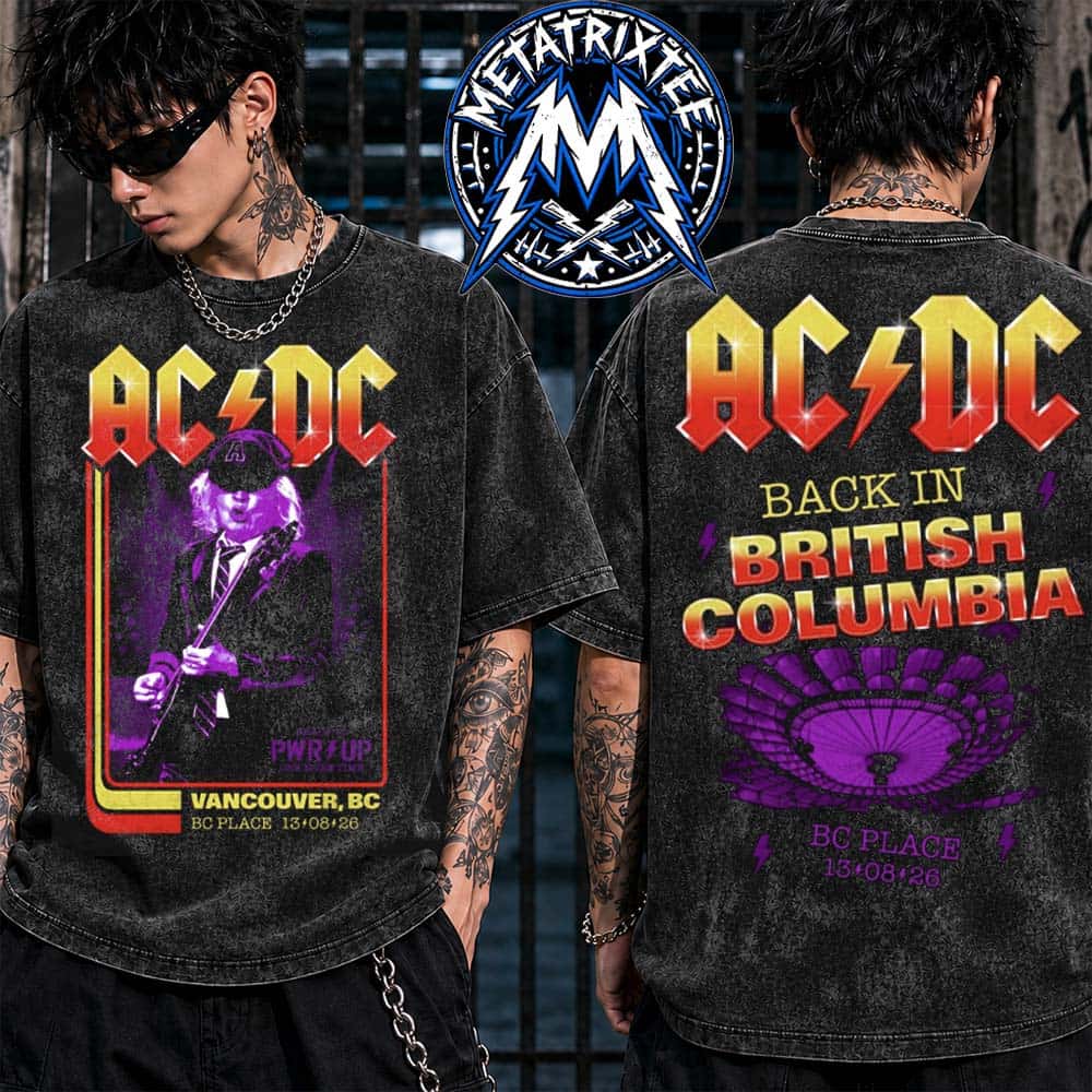 North America ACDC Power Up Tour 2026 Vancouver Merch Tee At BC Place In Vancouver BC Canada On August 13 Premium Poster Canvas Washed T-Shirt North America ACDC Power Up Tour 2026 Vancouver Merch Tee At BC Place In Vancouver BC Canada On August 13 Premium Poster Canvas Washed T-Shirt