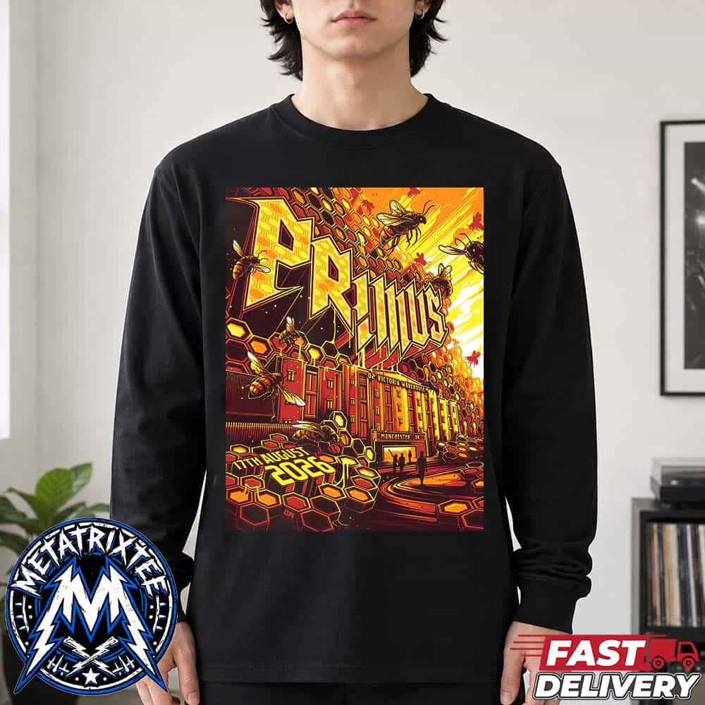 Official Concert Print For Primus In Manchester UK At O2 Victoria Warehouse On August 17 2026 Longsleeve T-Shirt Official Concert Print For Primus In Manchester UK At O2 Victoria Warehouse On August 17 2026 Longsleeve T-Shirt