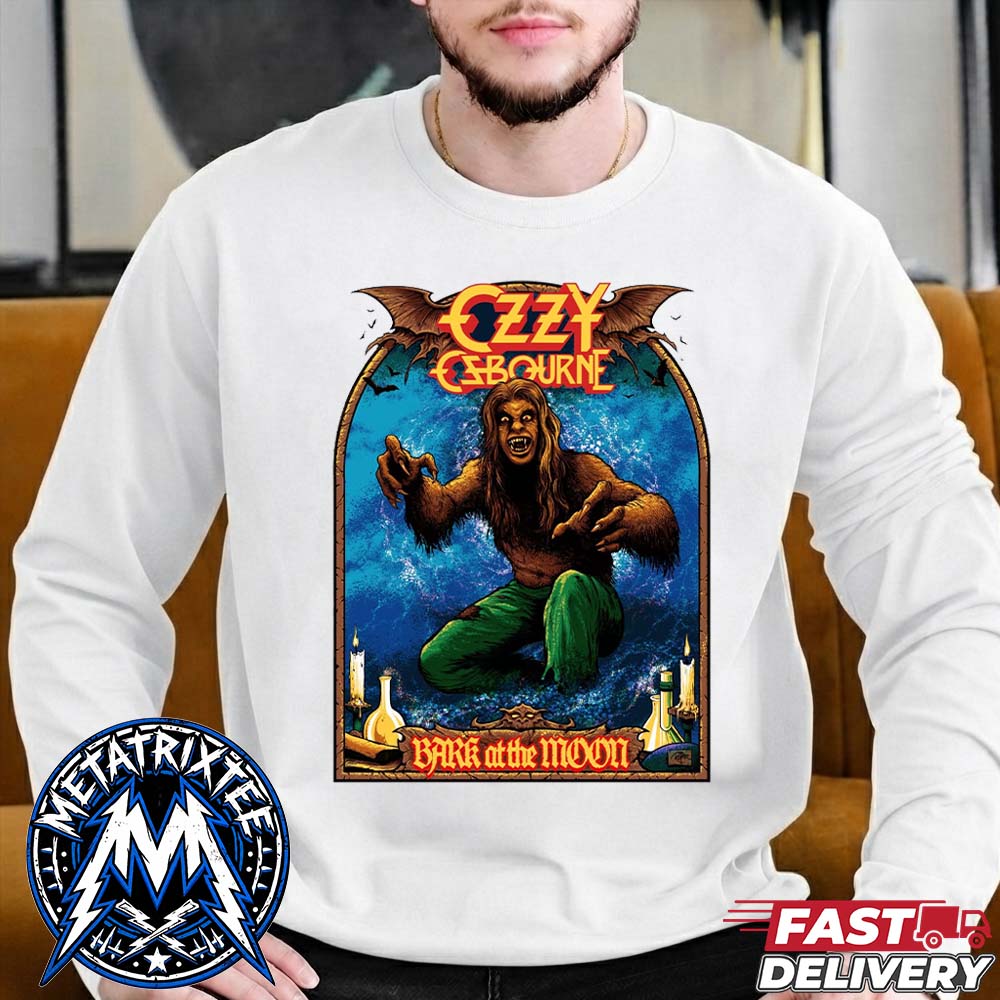 Ozzy Osbourne Bark At The Moon Poster Art By Arikroper With Collectionzz Longsleeve Whithe T-Shirt Ozzy Osbourne Bark At The Moon Poster Art By Arikroper With Collectionzz Longsleeve Whithe T-Shirt