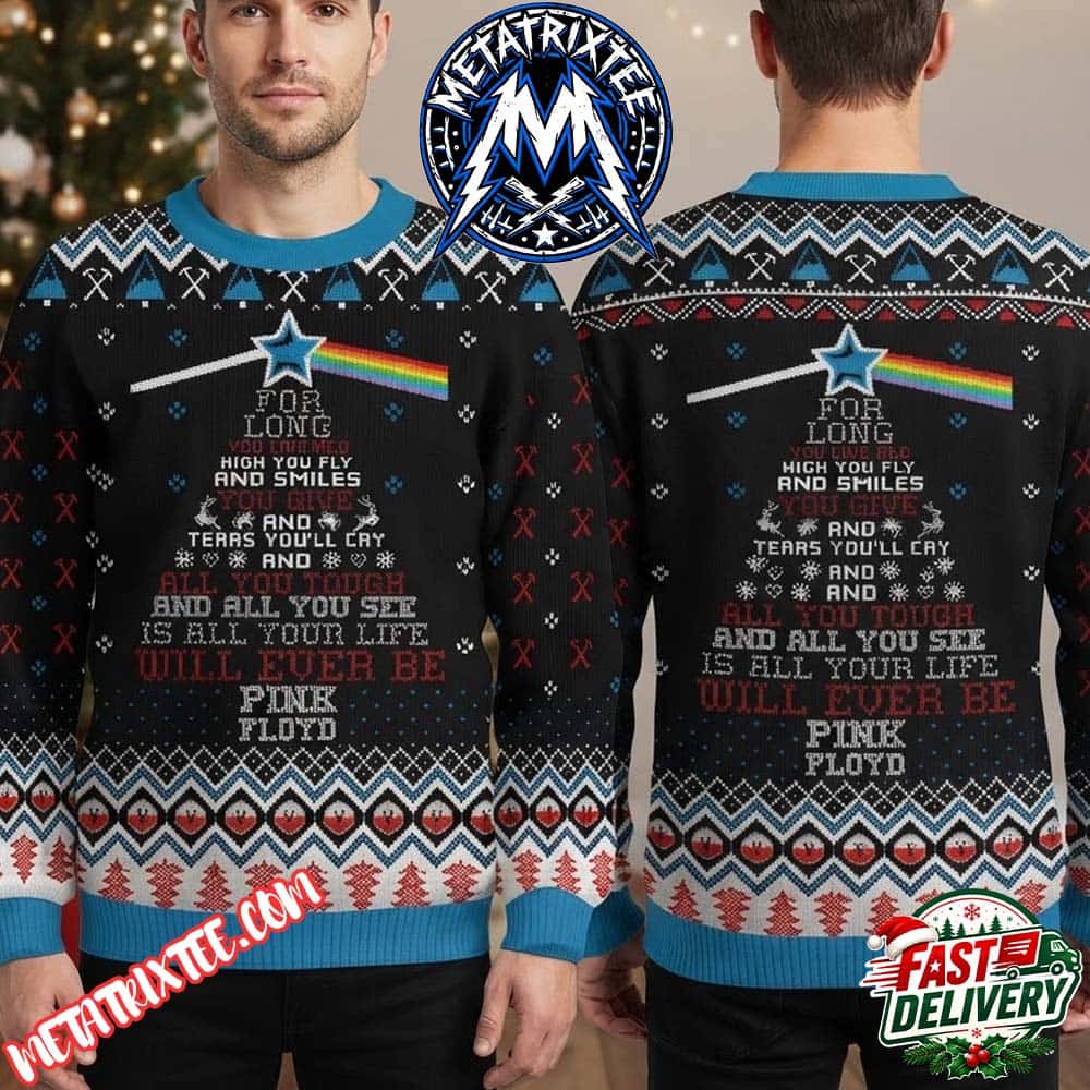 Pink Floyd Lyrics And Rainbow Prism Design 2026 Knitted Ugly Christmas Sweater Pink Floyd Lyrics And Rainbow Prism Design 2026 Knitted Ugly Christmas Sweater