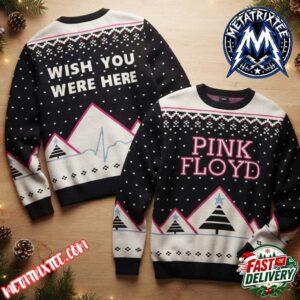Pink Floyd Wish You Were Here Album Theme With Trees And Snowflakes Ugly Christmas Sweater