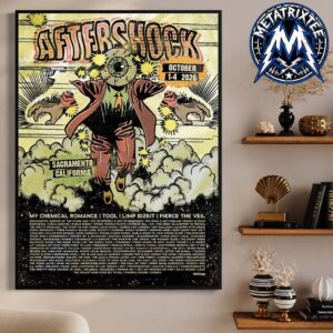 Running Scared Gold Foil Poster Lineup For Aftershock Festival 2026 In Sacramento California On October 1 4 2026 High-Quality Poster Canvas