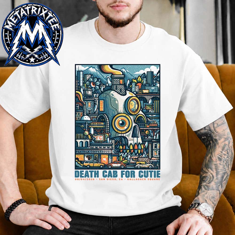 San Diego August 4 2026 Live Show Concert Poster Of Death Cab For Cutie At Gallagher Square At Petco Park In California White Short T-Shirt San Diego August 4 2026 Live Show Concert Poster Of Death Cab For Cutie At Gallagher Square At Petco Park In California White Short T-Shirt