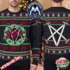 Slayer Graphic Sweater Red Black Knit With Demon Figure And Symbols Christmas Gift Custom Ugly Christmas Sweater
