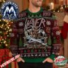 Slayer Skull Graphic Red Green Pattern With Christmas Trees And Bells 2026 Knitted Ugly Christmas Sweater