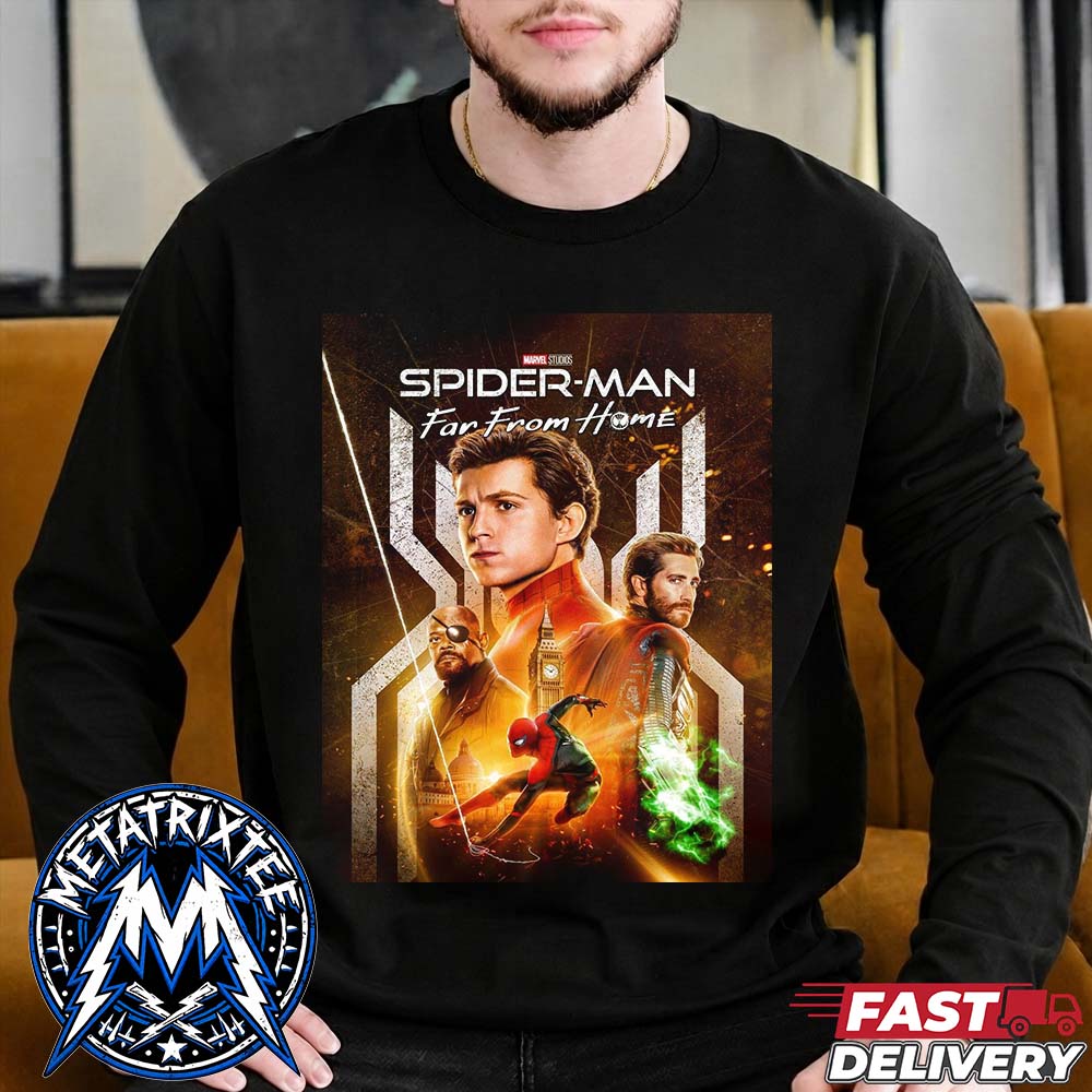 Spider Man Far From Home Tom Holland Sony Official Movie Poster Design Longsleeve T-Shirt Spider Man Far From Home Tom Holland Sony Official Movie Poster Design Longsleeve T-Shirt