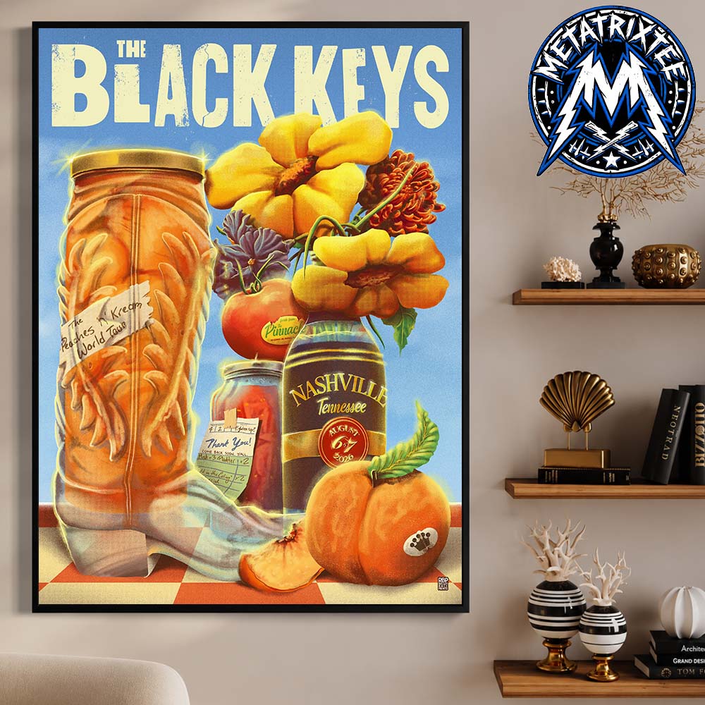 The Black Keys Poster For Peaches N Kream World Tour Two-Night Shows In Nashville Tennessee At The Pinnacle On August 6 and August 7 2026 Professional Poster Canvas The Black Keys Poster For Peaches N Kream World Tour Two-Night Shows In Nashville Tennessee At The Pinnacle On August 6 and August 7 2026 Professional Poster Canvas