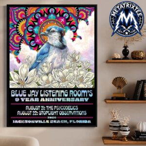 The Blue Jay Listening Room 9-Year Anniversary In Jacksonville Beach Florida Two-Night Show Poster On August 21 With The Psycodelics And August 22 With Stop Light Observations Poster Canvas