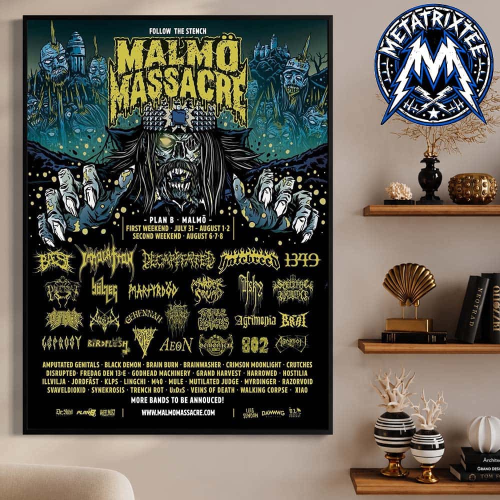 The Malmo Massacre 2026 Festival Line Up On July 31 To August 1–2 and August 6–7–8 At The Plan B Venue In Malmo Sweden Poster Canvas The Malmo Massacre 2026 Festival Line Up On July 31 To August 1–2 and August 6–7–8 At The Plan B Venue In Malmo Sweden Poster Canvas
