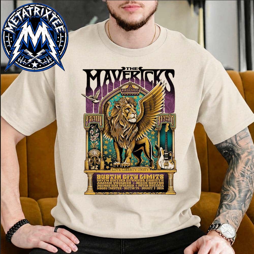 The Mavericks And Friends Poster For Live Show On August 7 2026 At ACL Live At The Moody Theater In Austin Texas Vintage T-Shirt The Mavericks And Friends Poster For Live Show On August 7 2026 At ACL Live At The Moody Theater In Austin Texas Vintage T-Shirt