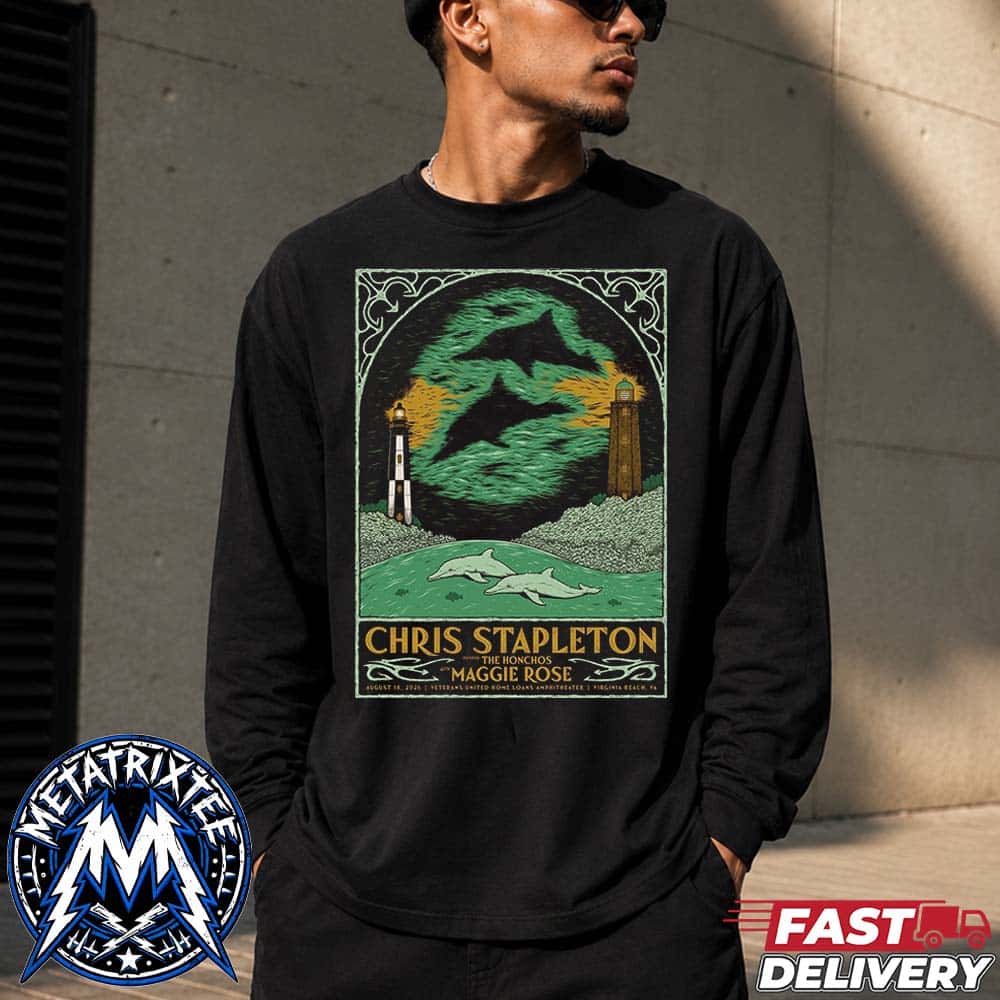 Tour Poster For Chris Stapleton At Veterans United Home Loans Amphitheater In Virginia Beach VA On August 18 2026 Longsleeve T-Shirt Tour Poster For Chris Stapleton At Veterans United Home Loans Amphitheater In Virginia Beach VA On August 18 2026 Longsleeve T-Shirt
