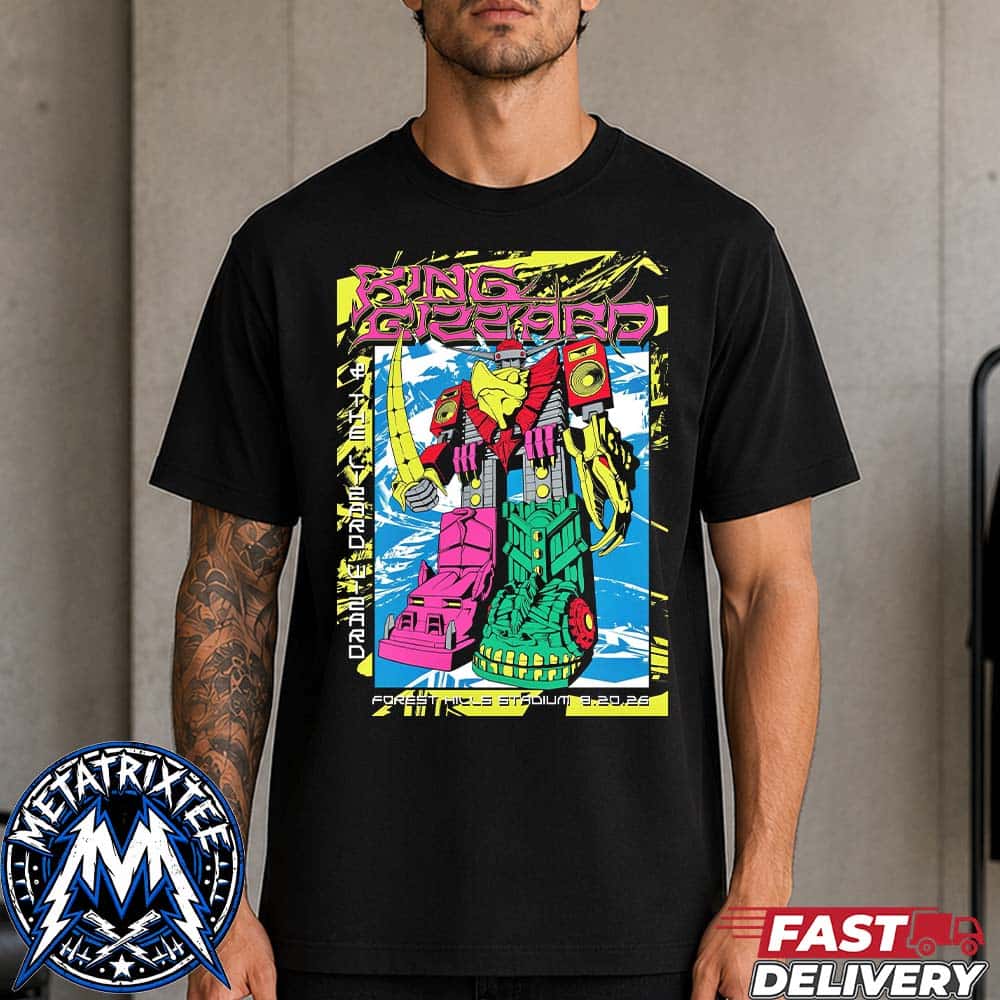 Tour Poster For King Gizzard And The Lizard Wizard On August 20 2026 At Forest Hills Stadium In Queens New York Black Short T-Shirt Tour Poster For King Gizzard And The Lizard Wizard On August 20 2026 At Forest Hills Stadium In Queens New York Black Short T-Shirt